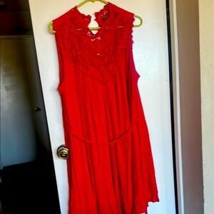 Torrid Red Sleeveless Mock Neck Sundress